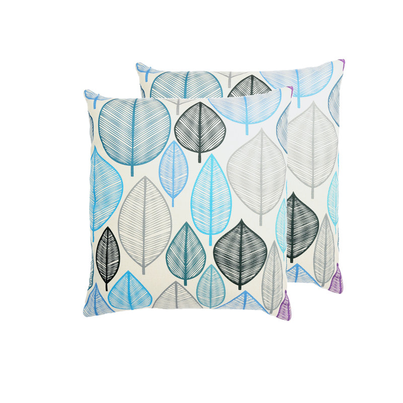 Leaf Floral Pillow Cover, Blue