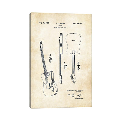 Fender Télécaster (1951) par Patents77 - Impression sur toile tendue