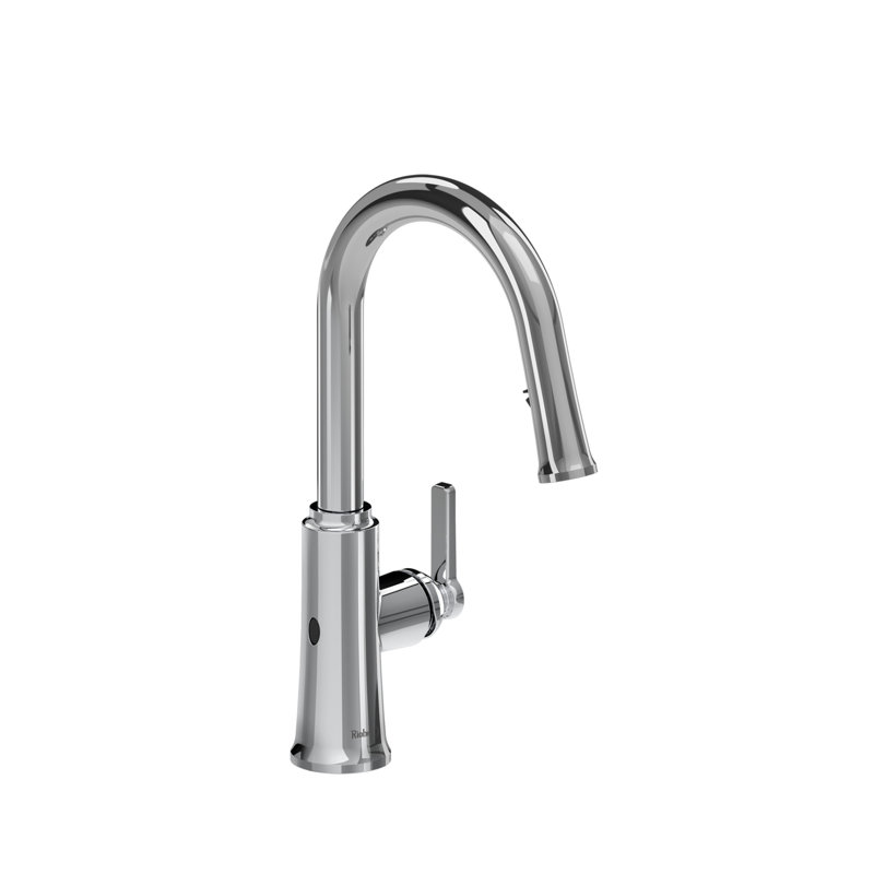 Robinet de cuisine rétractable sans contact avec bec en C Trattoria, Chrome