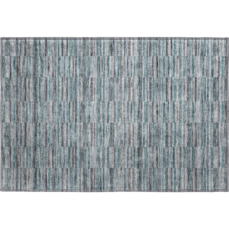 Premium Machine Washable Prisco Teal Rug, Rectangle 1'8" x 2'6"