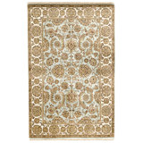 Hand Knotted Wool Area Rug in Light Blue And Ivory