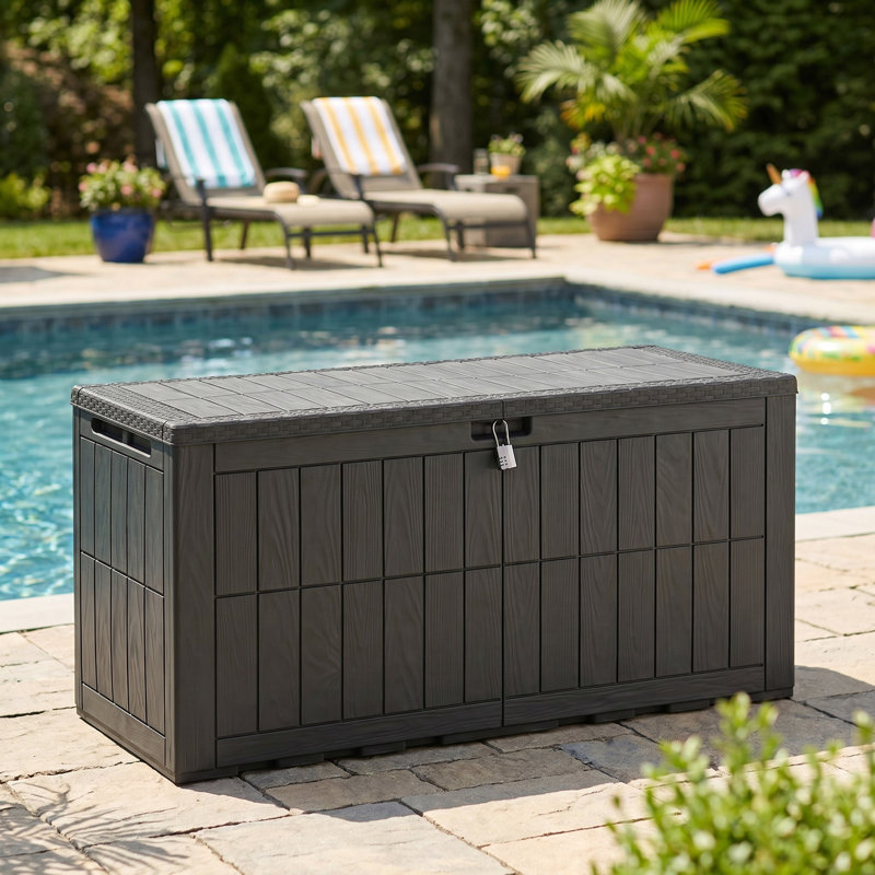 Boîte de rangement en résine avec serrure à combinaison 130 gallons Edrosie Inc, Noir, 130