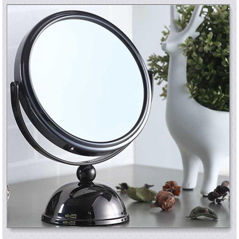 Miroir de maquillage 5,5 pouces en chrome avec grossissement 5X, cadre en métal durable et rotation de 360 degrés pour un toilettage de précision