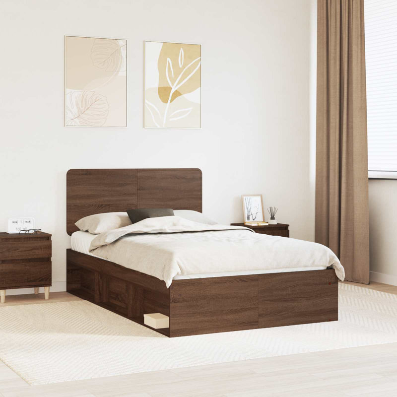 Solid Wood Bed, Small Double (4'), Brown Oak