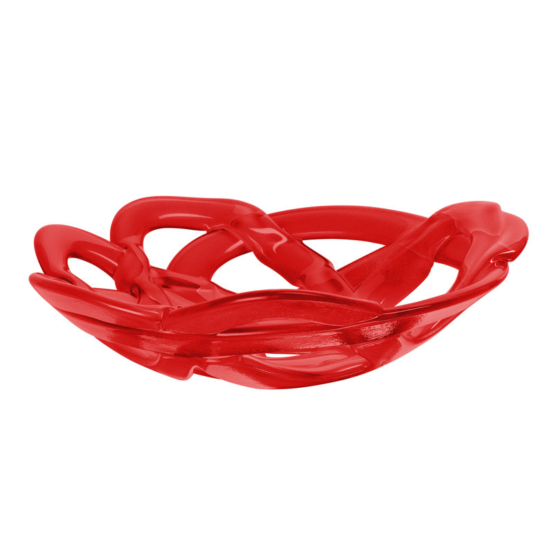 Basket Crystal Decorative Plate, Small (3" H x 12" W x 12" D), Red