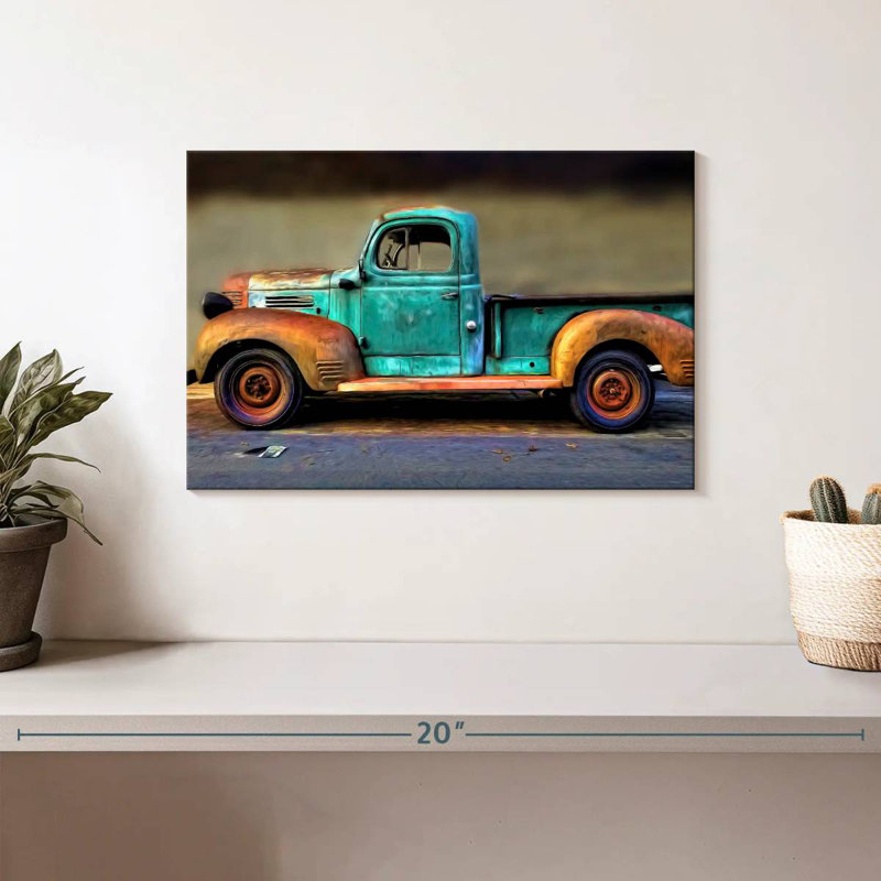 Mehar Rusty Blue Truck, 8" H x 12" W