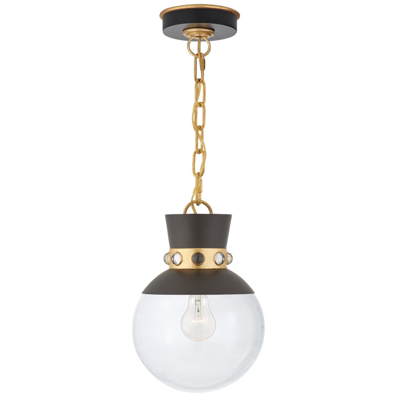 Julie Neill Lucia Small Pendant, Black/Gold, 17.5" H x 13" W x 13" D