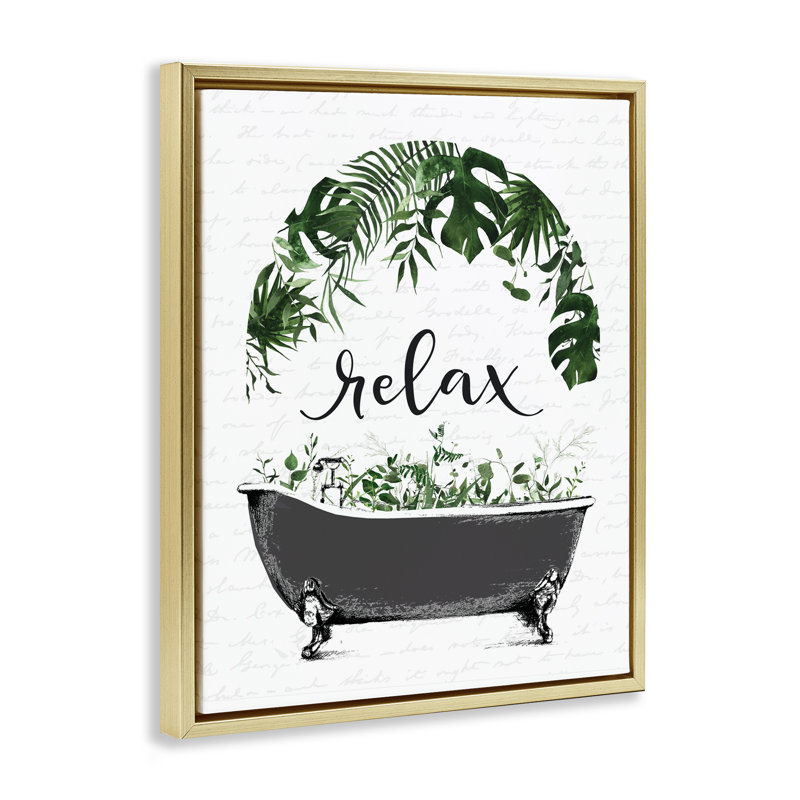 Cadre flottant Tropical Bath Relax, design par lettré et doublé, H 31 po x l 25 po, Cadre flottant métallique doré