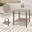 Ensemble de 3 chaises de conversation en rotin tissé pour l'extérieur de style pastoral, deux chaises simples et une table basse double couche-1633362663