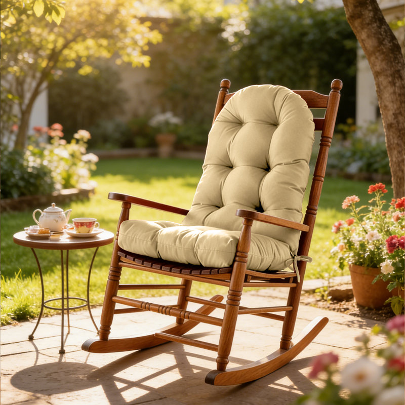 Coussin de siège haut dossier - Coussin de chaise Adirondack imperméable pour l'extérieur pour mobilier de patio avec attache, couleur vibrante, rembourrage élastique de qualité supérieure, utilisation multi-scénario, beige