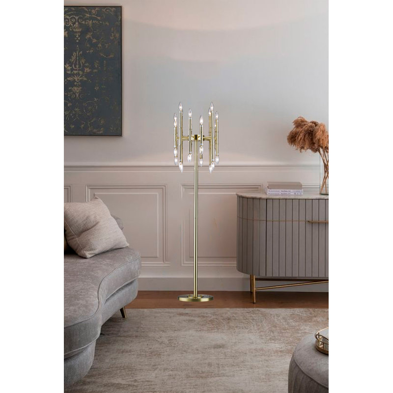 Lampe sur pied en métal doré 24 lumières , Or