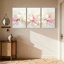 Plantes et fleurs, pivoines blanches, ensemble de 3 reproductions d'art sur toile