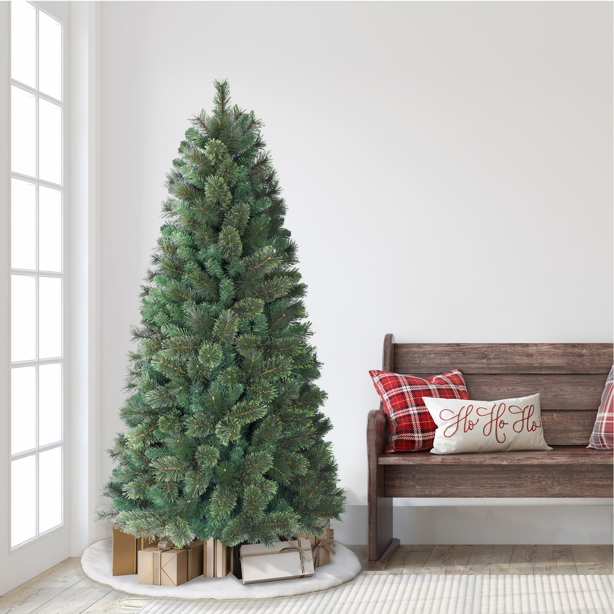 Artificial Pine Christmas Tree with Color & Clear Lights, Not Pre-Lit, 6 Ft