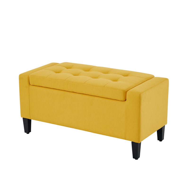 Luxury Crushed Velvet Ottoman Stool, Ochre, Linen