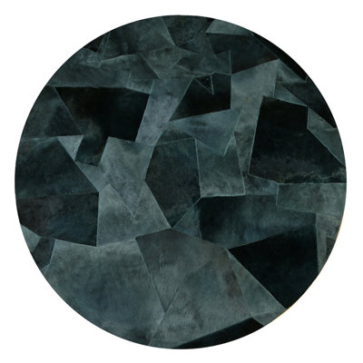 Art Hide X Sasha Biskoff Cowhide Geometric Area Rug in Blue