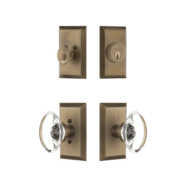 Nostalgic Warehouse Studio Entry Set with Oval Clear Crystal Knob