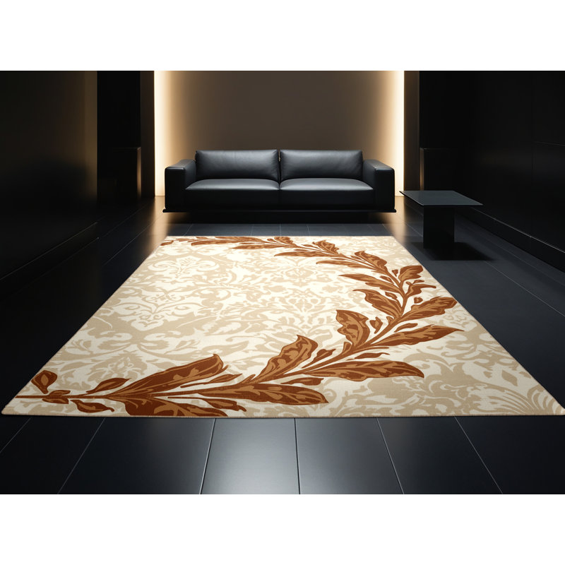 Tapis damassé classique beige lavable à la machine Parkwoods, 7 x 9