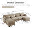 Canapé d'angle modulaire 4 places au design moderne et minimaliste capitonné, en forme de U, avec 2 poufs amovibles et d'épais coussins d'assise confortables, idéal pour le salon. Revêtement en chenille.