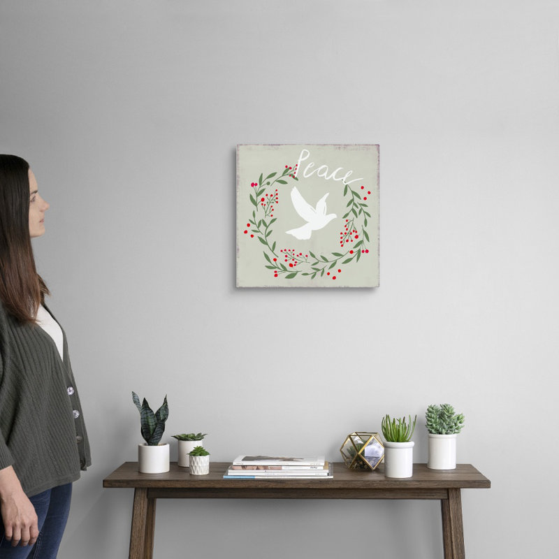 Peace Dove-impression d’art textuel sur toile, H 16 po x l 16 po x P 1,25 po, Toile tendue