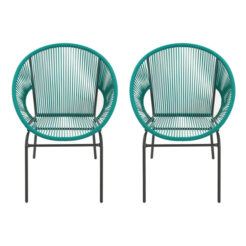 OUDOOR WICKER CHAIR, SET OF 2, Teal