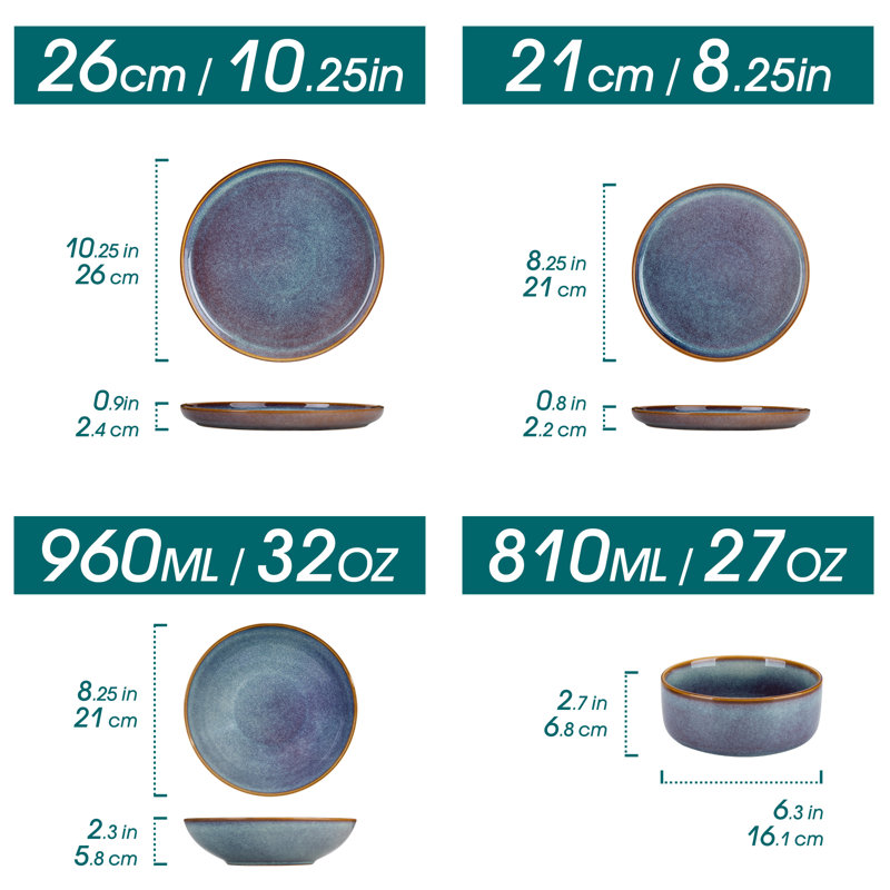 Piece Stoneware Dinnerware Set - Service for 4, Colorful