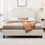 Grand lit tapissier avec tête de lit en velours, sans sommier, bois massif, capacité de poids de 600 lb-1275001687-1275001686