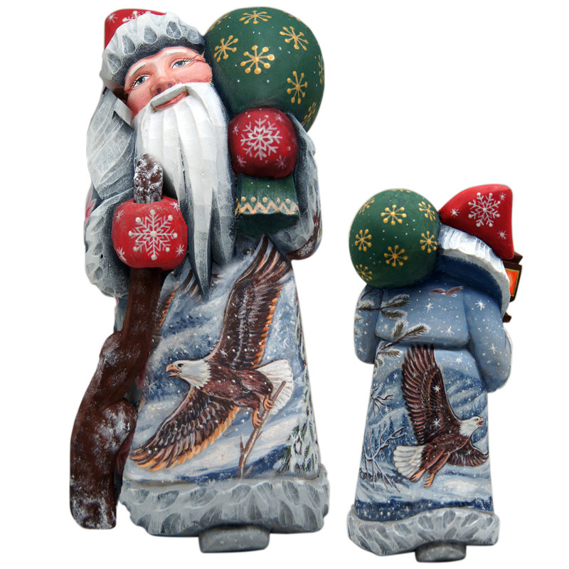 Figurine woodcarved de santa eagle, signature du chef de noël, H 6 po x l 4 po x P 3 po