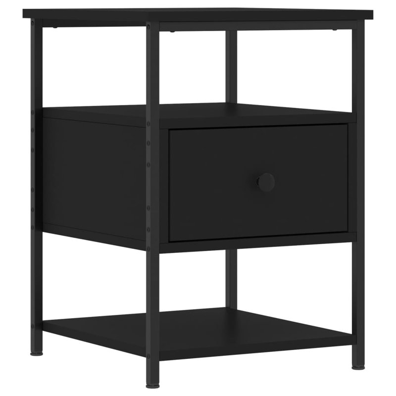 Agshin 40cm W Iron Bedside Table, Black, Set of 2