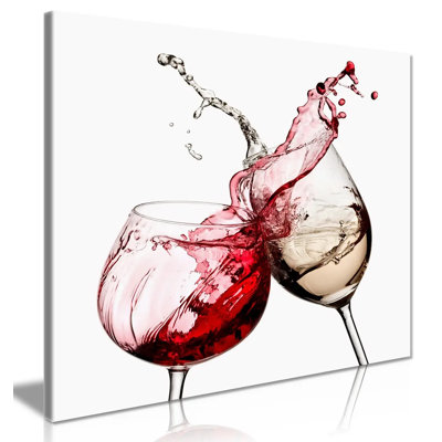 Wine Glasses Kitchen Wall - Wrapped Canvas Print