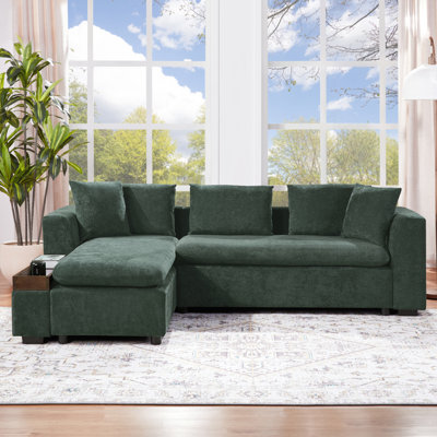 Canapé modulaire avec canapé en L 93,7 po et compartiment de rangement en bois pour salon