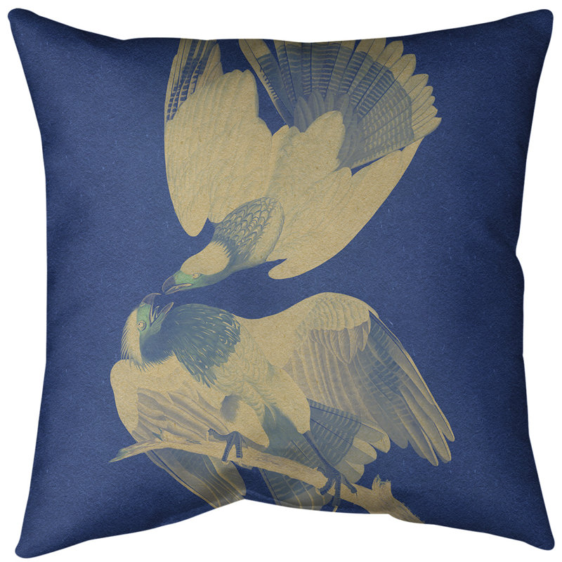 Coussin de sol en aigle à Caracara de John James Audubon-standard, 28 po x 28 po, Bleu royal / blanc cassé