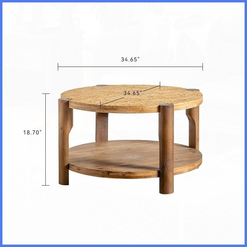 Table basse à 2 niveaux avec pieds en bois massif pour le salon, facile à nettoyer