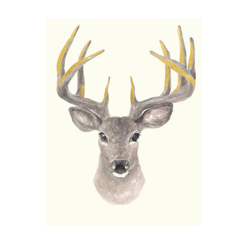 Deer Forest Print by Sara Brown, Gilded Gold, 48" H x 36" W x 1.5" D