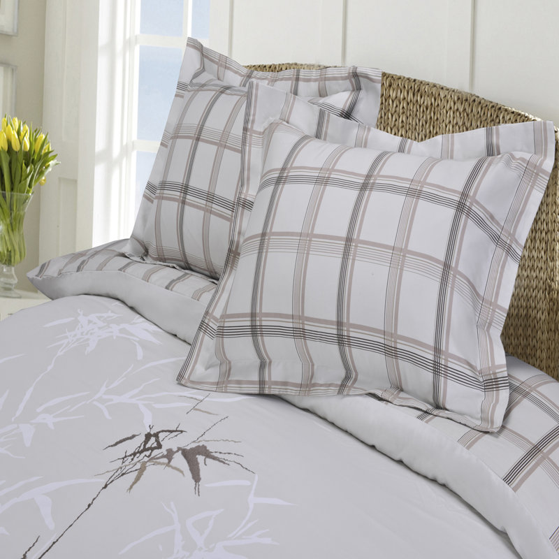 Elmwood Gray Cotton Full/Queen 3-Piece Duvet Cover Set
