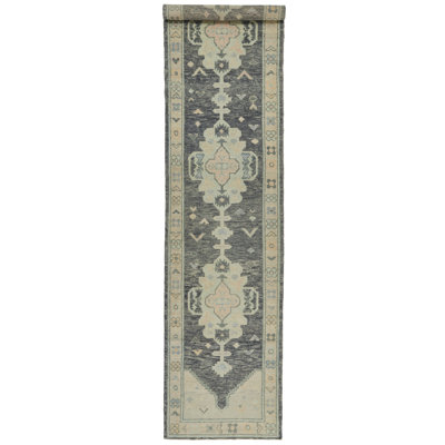 3x15 Gray and Beige Turkish Oushak Runner