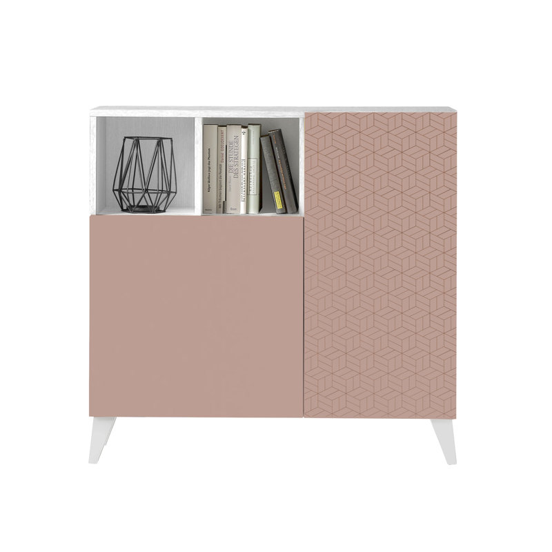 12 Pair Shoe Storage Cabinet, White/Pink