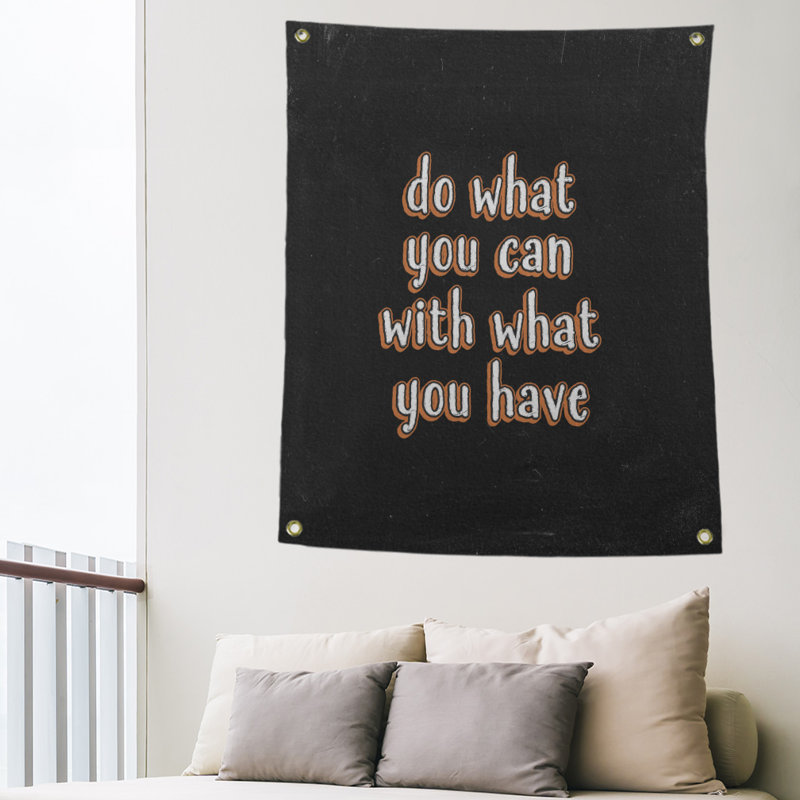 Polyester fait ce que vous pouvez citer tableau noir tapisserie, H 36 po x l 26 po, Orange