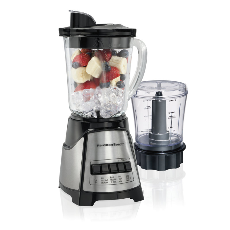 Hamilton Beach Black and Silver 40oz Glass Blender with Chopper Attachment