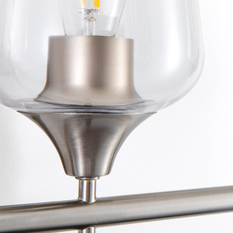 Éclairage pour salle de bain à intensité variable 4 lumières Hermleigh, Nickel brossé, Transparent