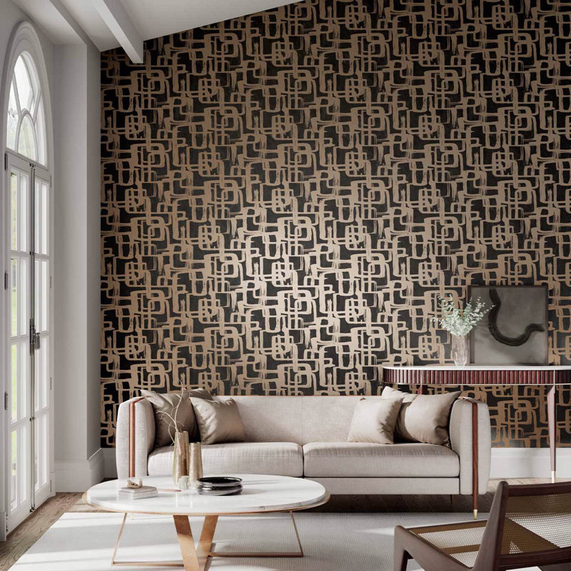 1005m x 52cm Wallpaper Roll, Gold/Onyx