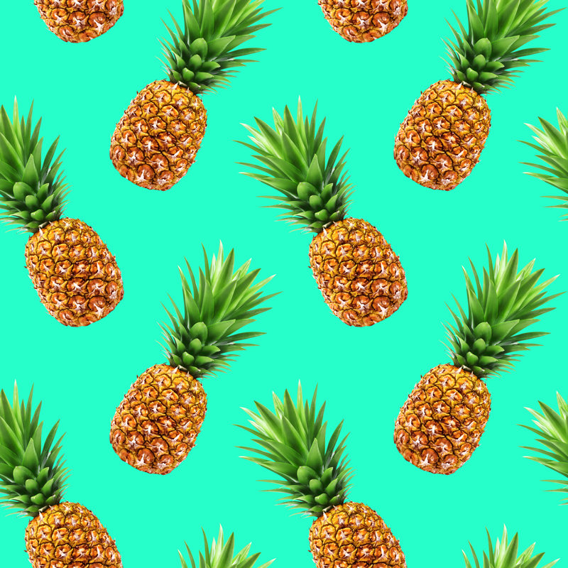 Pineapple Seamless Pattern - Wrapped Canvas Print, 30cm H x 30cm W x 3.8cm D