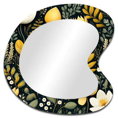 Botanical Wanderlust - vert et jaune - miroir de forme unique botanique, miroir mural décoratif de forme libre vert, impression d'art en métal