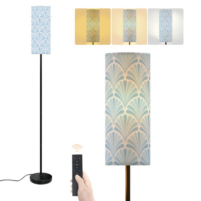 Floor Lamp blue art fan geometric scallop shell line wave light blue Dimmable Modern Standing Lamp with Remote Control Footswitch Bulb Lampshade Tall Pole Corner Lamp for Living Room Bedroom Office
