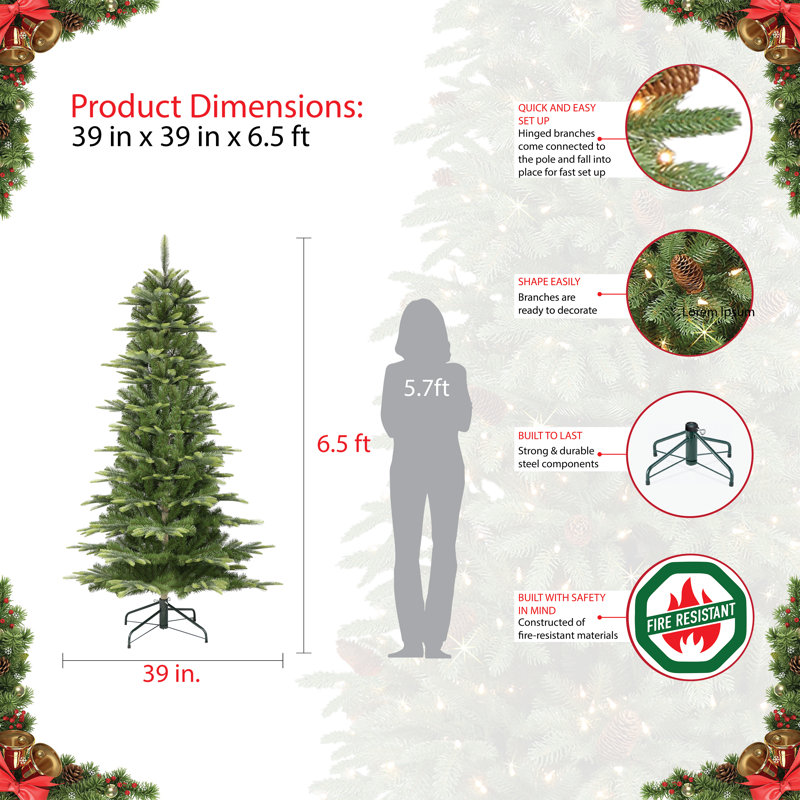 Lighted Artificial Fir Christmas Tree, 6.5'