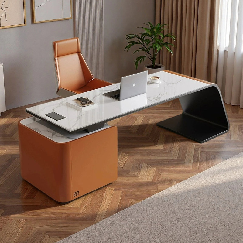 Bureau peint à l'italienne, H 29,53 po x l 78,74 po x P 27,56 po