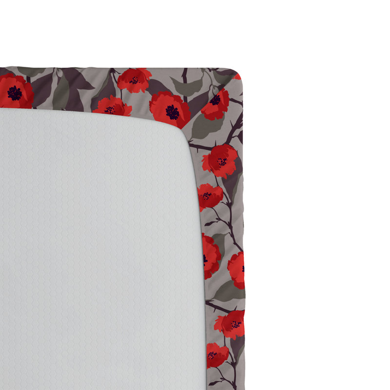 Drap-housse Ambesonne, Taupe chaud, corail foncé / floral, Drap-housse simple TG