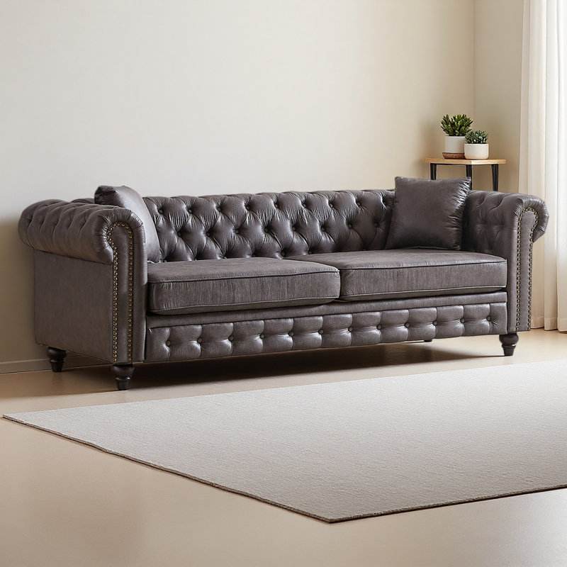 Canapé Chesterfield 85,5 po, Gris