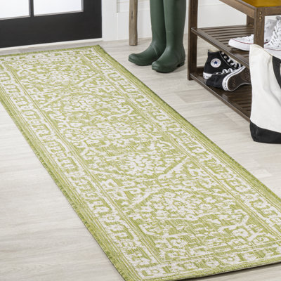 Massimo Bohemian Medallion Textured Weave Green/Cream Indoor/Outdoor Rug