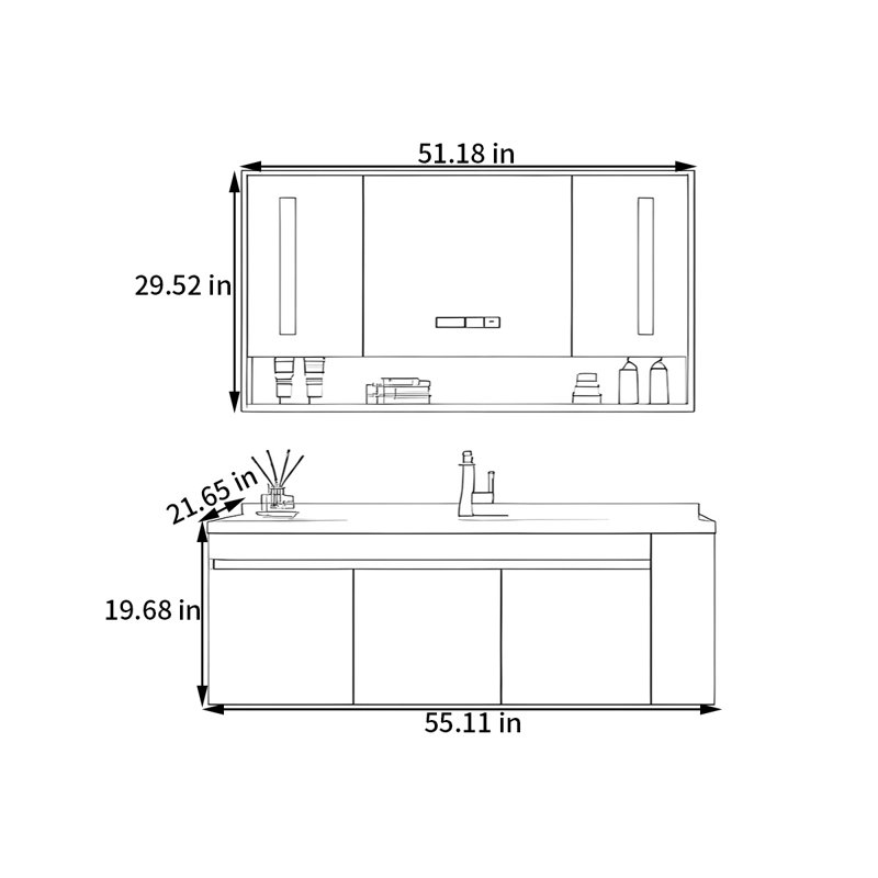 Tuers, 19.68" H x 55.11" W x 21.65" D
