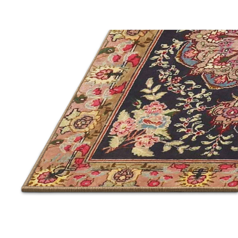 Tapis oriental noir / brun Threatt, Rectangle 5 pi x 7 pi